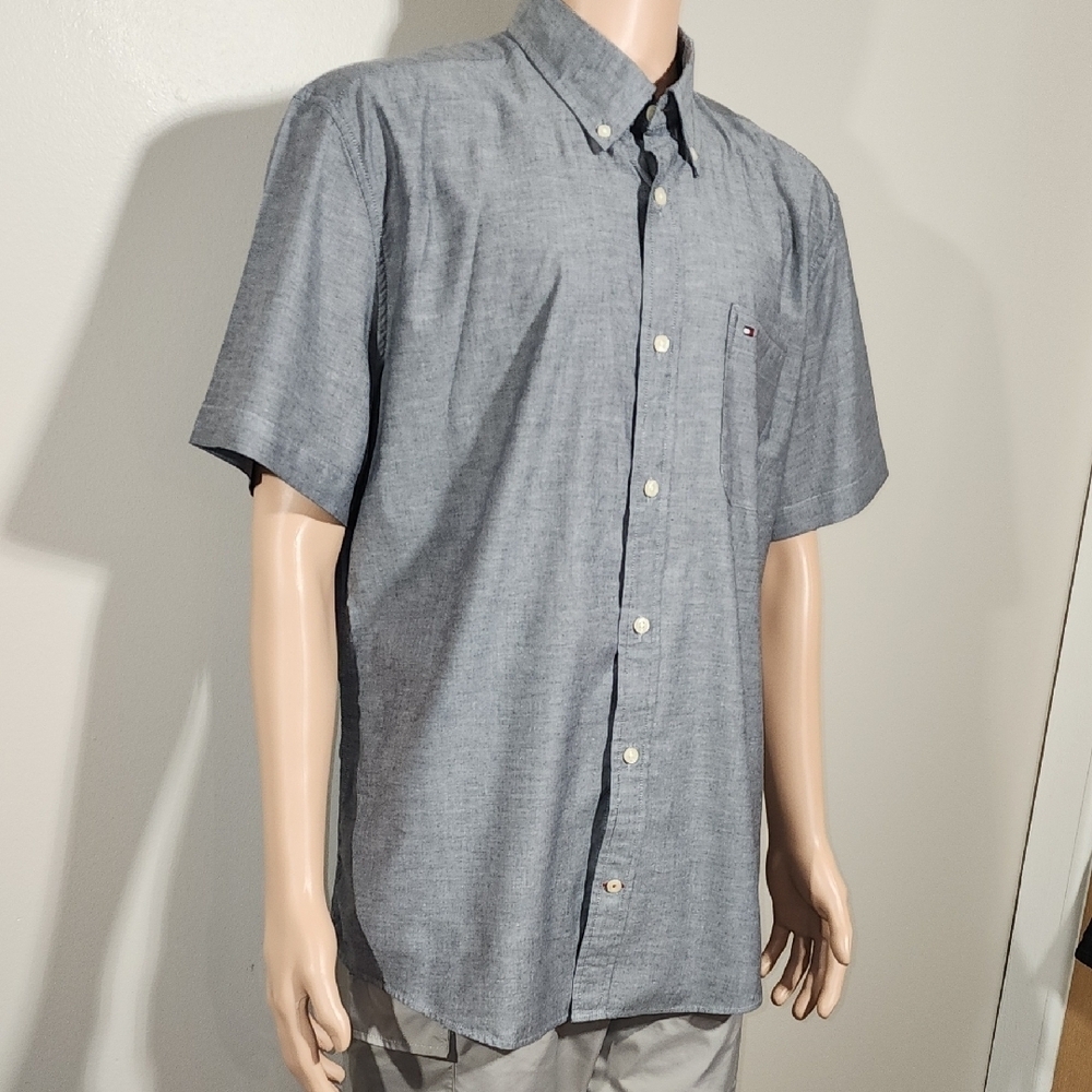 Tommy Hilfiger Blue Short Sleeve Button Down Shirt - Picture 2 of 11